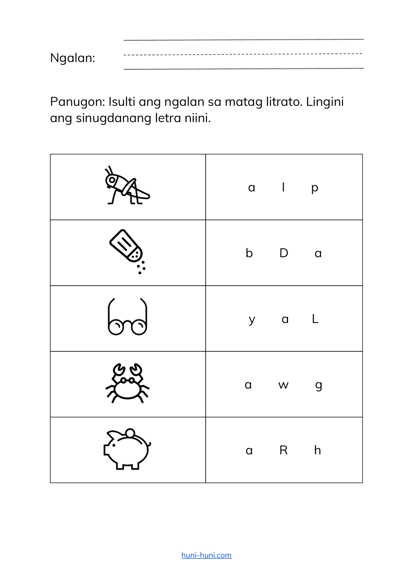 Letrang Aa Sinugbuanong Binisaya Worksheets