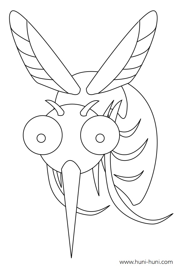 Lamok (Mosquito) outline flashcard clipart coloring page