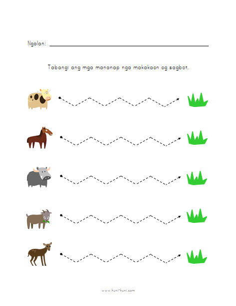 Bisaya Prewriting Worksheet - Mananap Animals