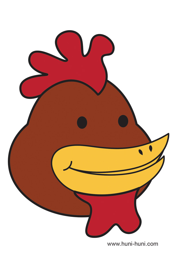 chicken manok face mask colored flashcard clipart
