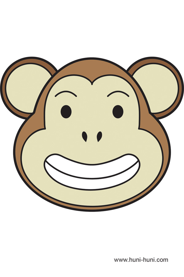 unggoy monkey face mask colored flashcard clipart