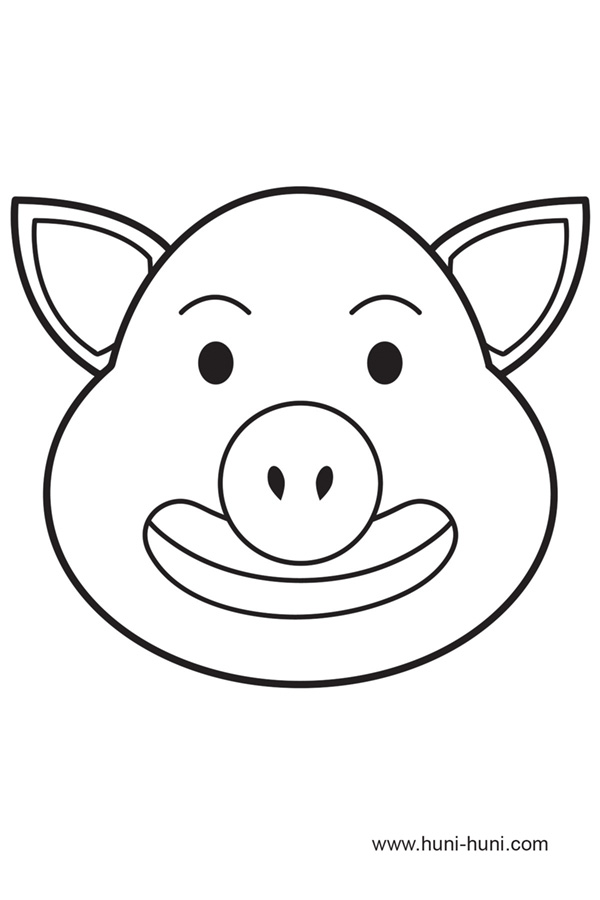 nawong sa baboy pig face mask outline flashcard clipart coloring page