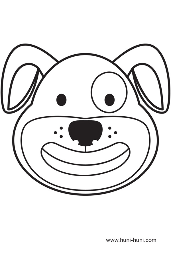 nawong sa iro dog face mask outline flashcard clipart coloring page