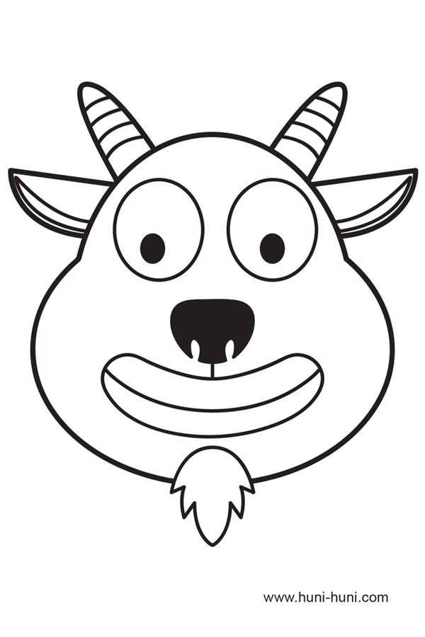 nawong sa kanding goat face mask outline flashcard clipart coloring page