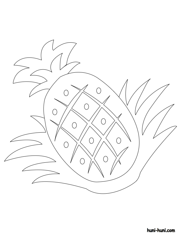 pinya (pineapple) outline flashcard clipart coloring page