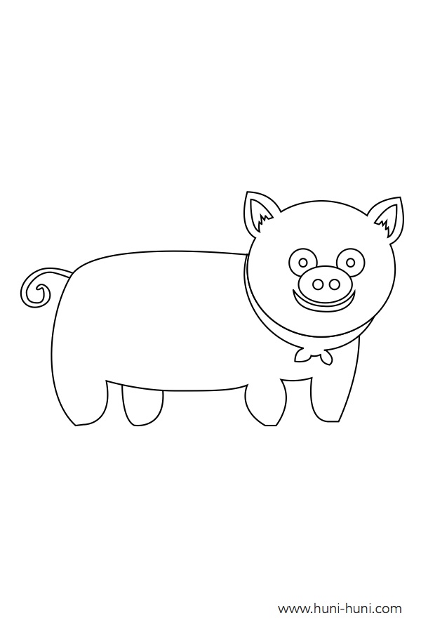baboy pig coloring activity outline flashcard