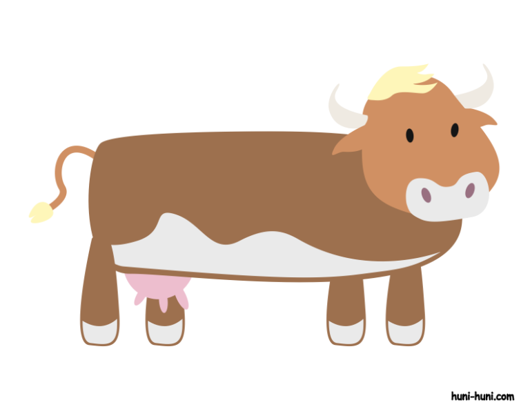 baka cow colored flashcard