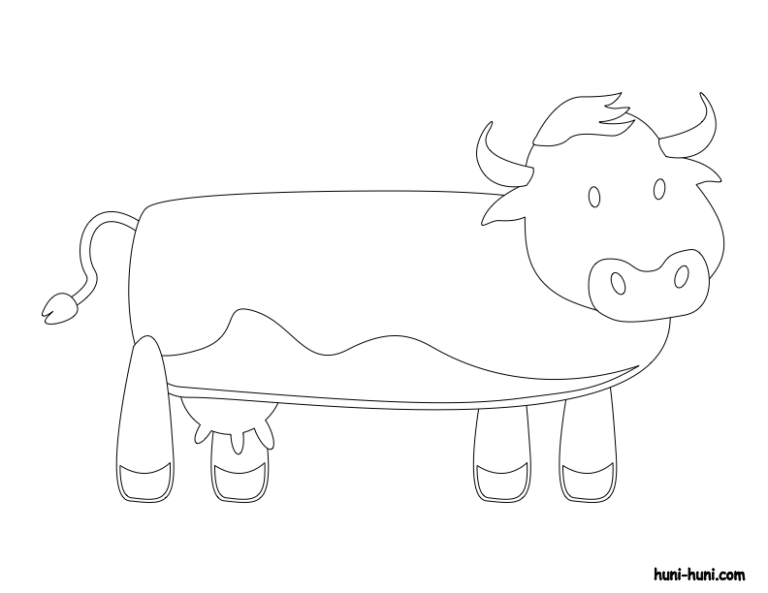 baka cow coloring activity outline flashcard