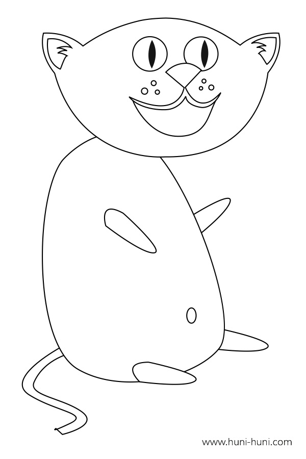 iring cat coloring activity outline flashcard 2